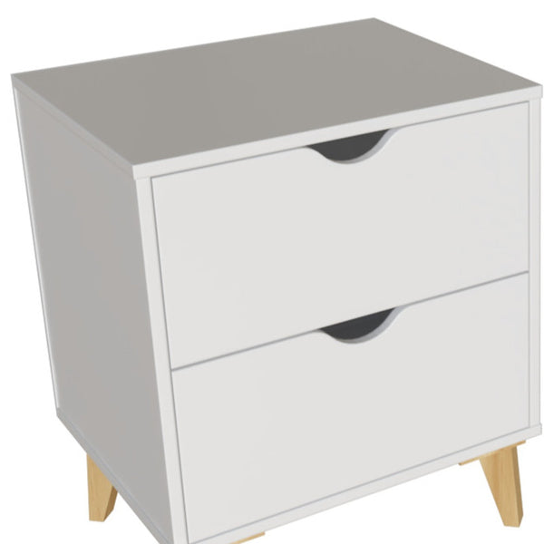 Homeroots 24" White Two Drawer Faux Wood Nightstand   552254