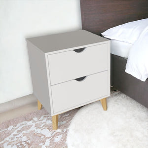 Homeroots 24" White Two Drawer Faux Wood Nightstand   552254