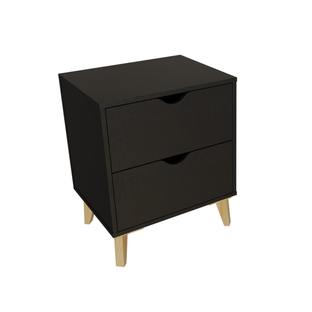 Homeroots 24" Black Two Drawer Faux Wood Nightstand   552255
