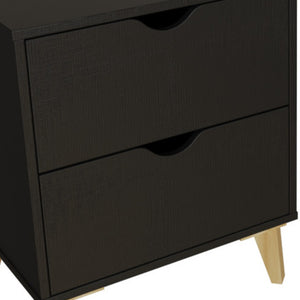 Homeroots 24" Black Two Drawer Faux Wood Nightstand   552255