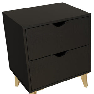 Homeroots 24" Black Two Drawer Faux Wood Nightstand   552255