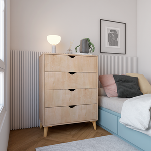 Homeroots 30" Elegant Four Drawer Dresser - Sturdy Wood Storage Solution For Stylishly Organizing Your Space Natural Manufactured Wood 552256