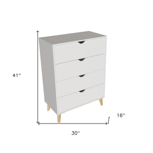 Homeroots 30" Elegant Four Drawer Dresser - Sturdy Wood Storage Solution For Stylishly Organizing Your Space White Manufactured Wood 552257