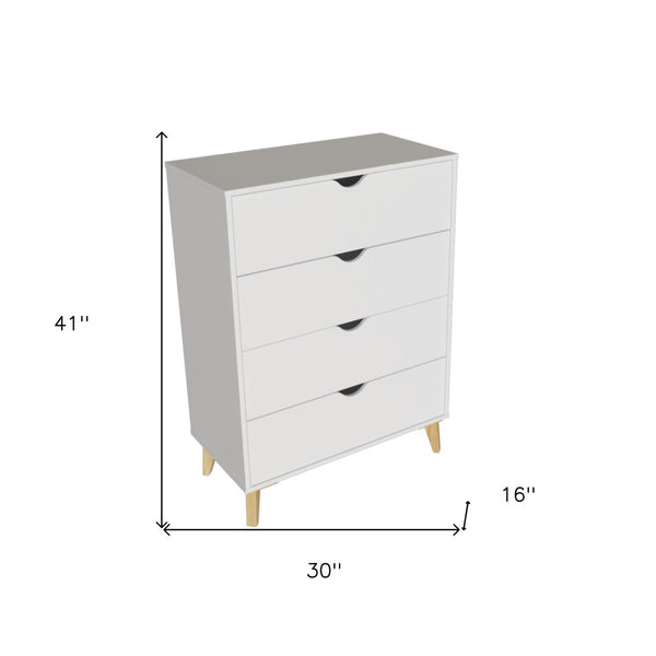 Homeroots 30" Elegant Four Drawer Dresser - Sturdy Wood Storage Solution For Stylishly Organizing Your Space White Manufactured Wood 552257