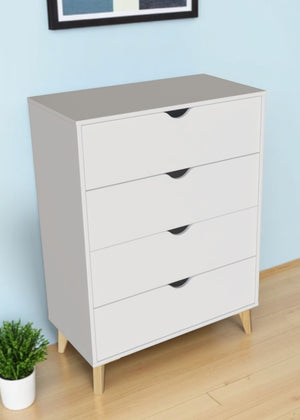 Homeroots 30" Elegant Four Drawer Dresser - Sturdy Wood Storage Solution For Stylishly Organizing Your Space White Manufactured Wood 552257