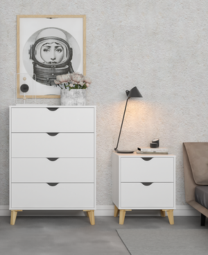 Homeroots 30" Elegant Four Drawer Dresser - Sturdy Wood Storage Solution For Stylishly Organizing Your Space White Manufactured Wood 552257