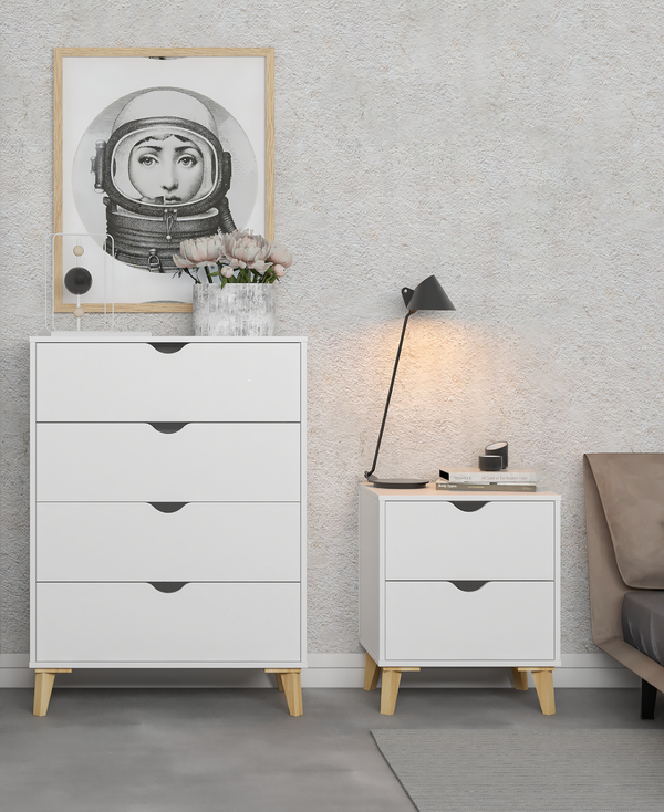 Homeroots 30" Elegant Four Drawer Dresser - Sturdy Wood Storage Solution For Stylishly Organizing Your Space White Manufactured Wood 552257