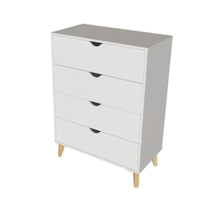 Homeroots 30" Elegant Four Drawer Dresser - Sturdy Wood Storage Solution For Stylishly Organizing Your Space White Manufactured Wood 552257