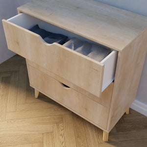 Homeroots 30" Elegant Three Drawer Dresser – Stylish Storage Solution With Ample Surface For Every Room Natural Manufactured Wood 552259