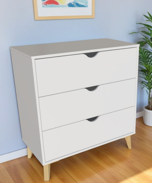 Homeroots 30" Elegant Three Drawer Dresser – Stylish Storage Solution With Ample Surface For Every Room White Manufactured Wood 552260