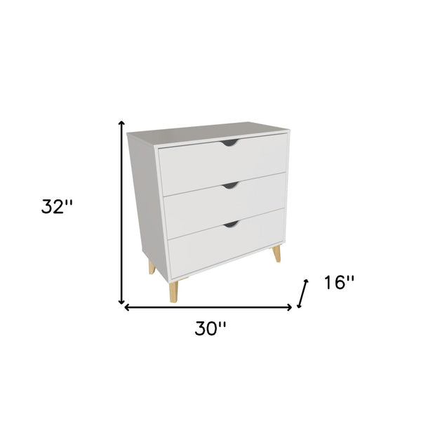 Homeroots 30" Elegant Three Drawer Dresser – Stylish Storage Solution With Ample Surface For Every Room White Manufactured Wood 552260