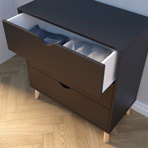 Homeroots 30" Elegant Three Drawer Dresser – Stylish Storage Solution With Ample Surface For Every Room Black Manufactured Wood 552261