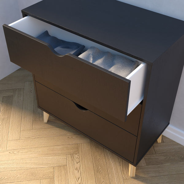 Homeroots 30" Elegant Three Drawer Dresser – Stylish Storage Solution With Ample Surface For Every Room Black Manufactured Wood 552261