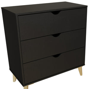 Homeroots 30" Elegant Three Drawer Dresser – Stylish Storage Solution With Ample Surface For Every Room Black Manufactured Wood 552261