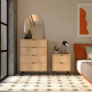 Homeroots 30" Natural Four Drawer Dresser  Manufactured Wood 552262