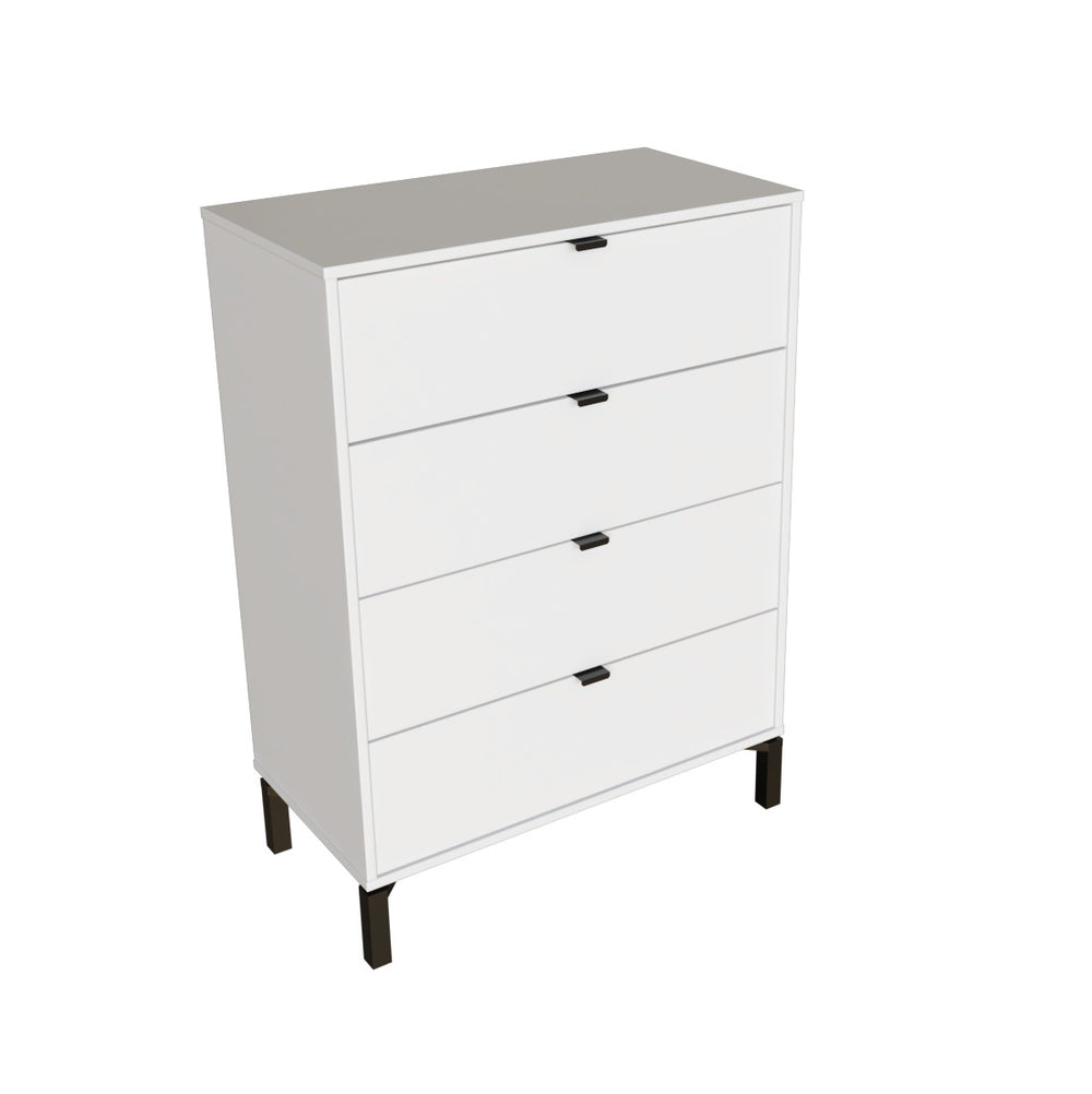 Homeroots 30" White Four Drawer Standard Chest  Manufactured Wood 552263