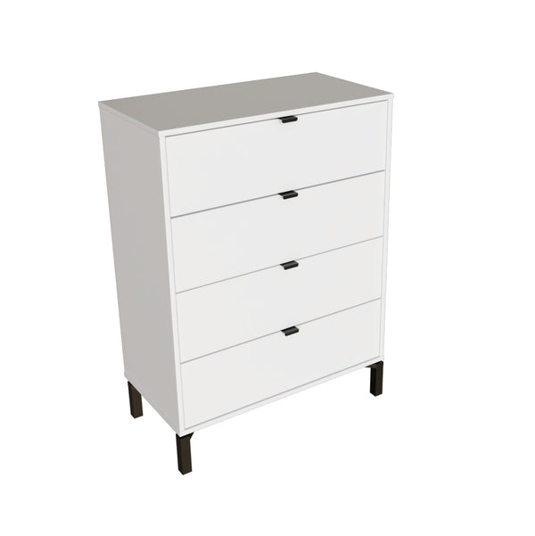 Homeroots 30" White Four Drawer Standard Chest  Manufactured Wood 552263