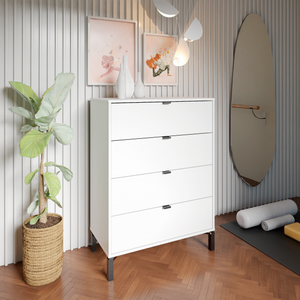 Homeroots 30" White Four Drawer Standard Chest  Manufactured Wood 552263