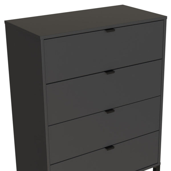 Homeroots 30" Dark Gray Four Drawer Standard Chest  Manufactured Wood 552264