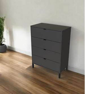 Homeroots 30" Dark Gray Four Drawer Standard Chest  Manufactured Wood 552264