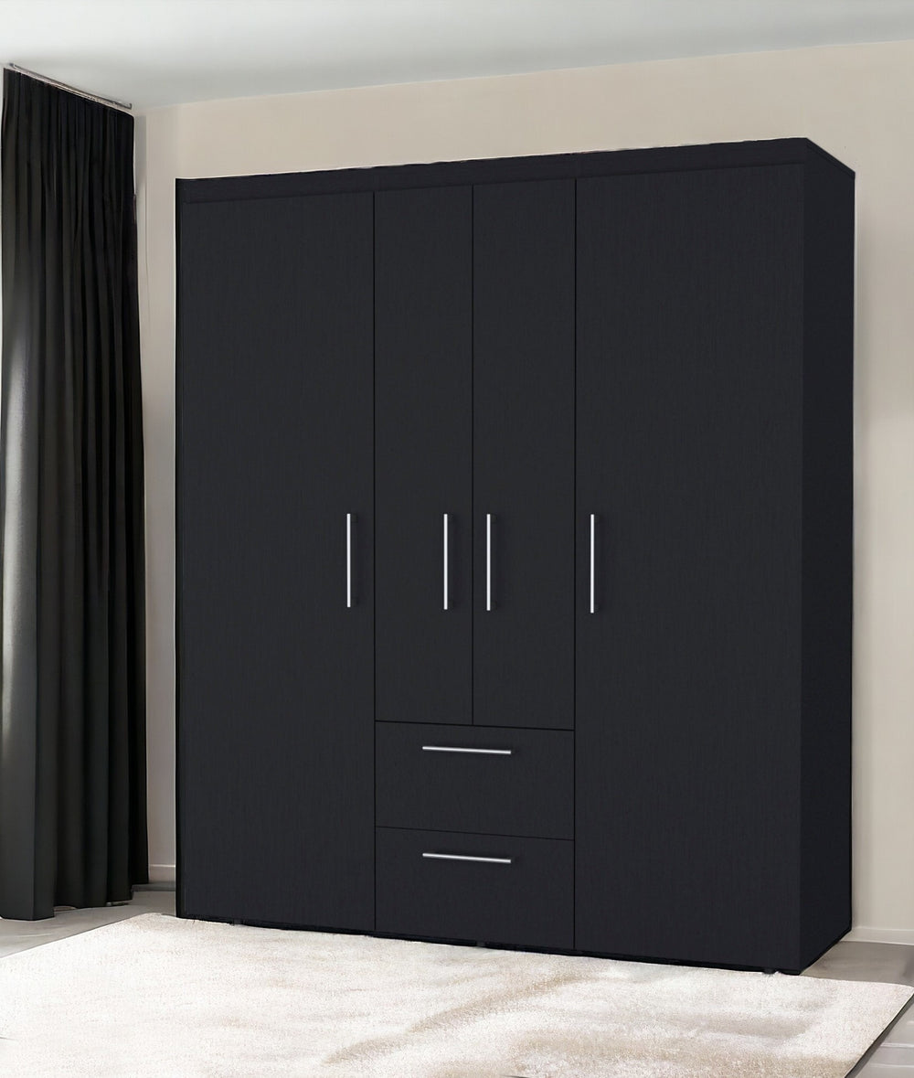 Homeroots 59" Black Two Drawer Combo Dresser  Manufactured Wood 552266