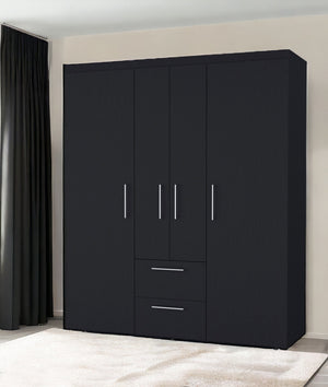 Homeroots 59" Black Two Drawer Combo Dresser  Manufactured Wood 552266