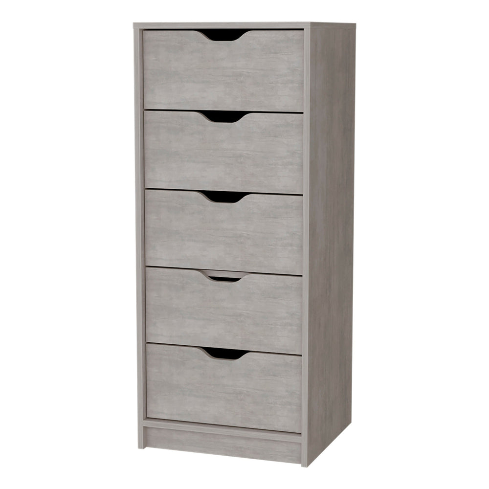 Homeroots 18" Gray Five Drawer Standard Chest  Manufactured Wood 552267