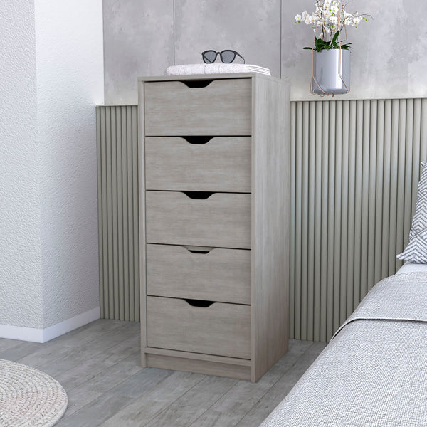 Homeroots 18" Gray Five Drawer Standard Chest  Manufactured Wood 552267