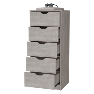 Homeroots 18" Gray Five Drawer Standard Chest  Manufactured Wood 552267