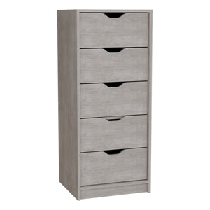 Homeroots 18" Gray Five Drawer Standard Chest  Manufactured Wood 552267