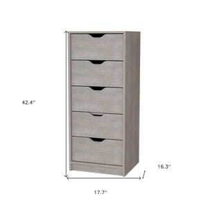 Homeroots 18" Gray Five Drawer Standard Chest  Manufactured Wood 552267