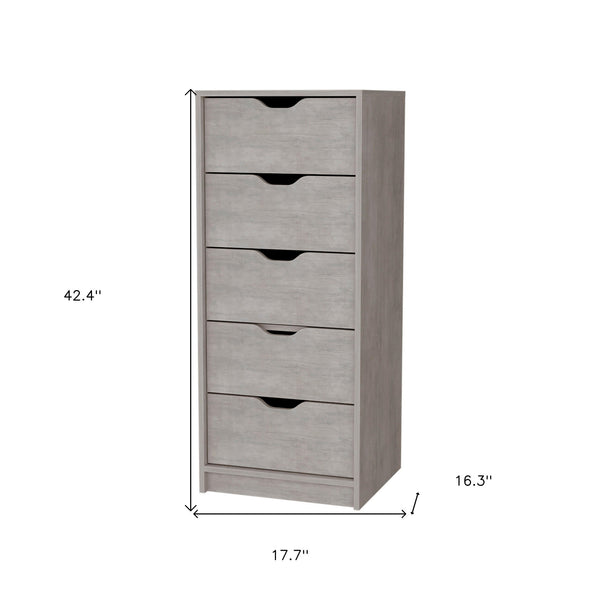 Homeroots 18" Gray Five Drawer Standard Chest  Manufactured Wood 552267