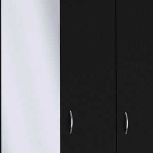 Homeroots 71" Black Mirrored Combo Dresser With Two Doors & Drawers - Stylish Storage For Modern Bedrooms  Manufactured Wood 552273