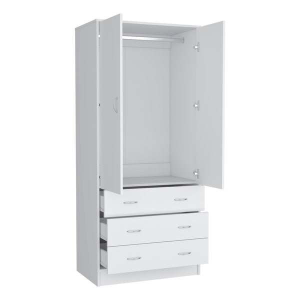 Homeroots 71" White Combo Dresser With Two Doors & Three Drawers - Stylish Storage For Any Bedroom Decor  Manufactured Wood 552274