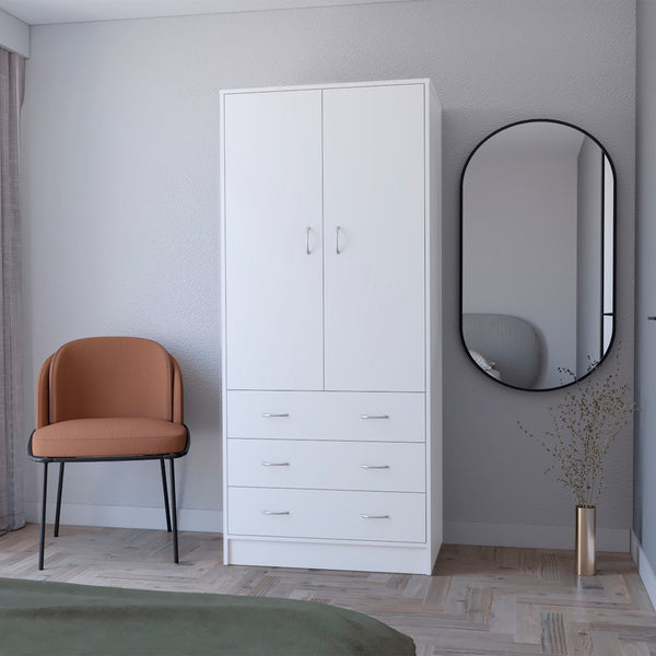 Homeroots 71" White Combo Dresser With Two Doors & Three Drawers - Stylish Storage For Any Bedroom Decor  Manufactured Wood 552274