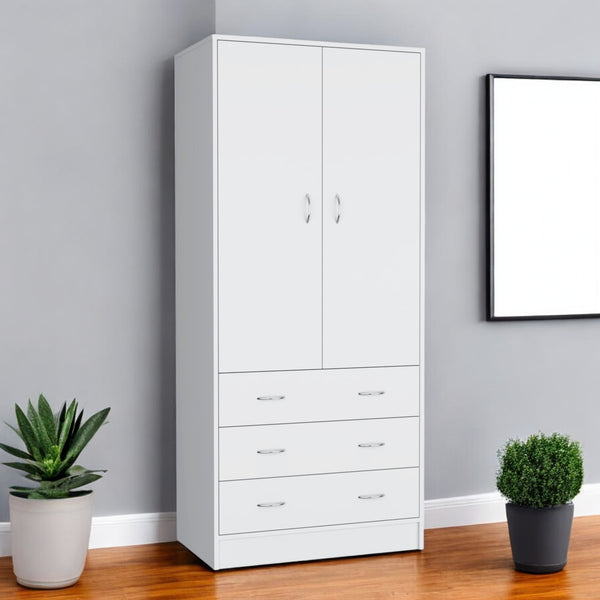 Homeroots 71" White Combo Dresser With Two Doors & Three Drawers - Stylish Storage For Any Bedroom Decor  Manufactured Wood 552274