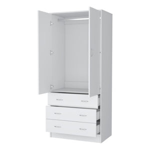Homeroots 71" White Combo Dresser With Two Doors & Three Drawers - Stylish Storage For Any Bedroom Decor  Manufactured Wood 552274