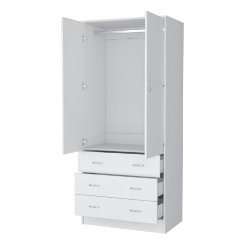 Homeroots 71" White Combo Dresser With Two Doors & Three Drawers - Stylish Storage For Any Bedroom Decor  Manufactured Wood 552274