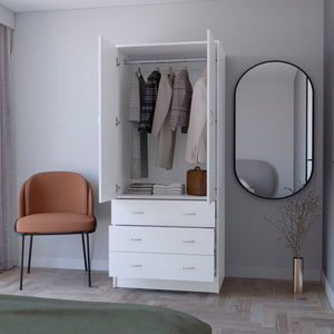 Homeroots 71" White Combo Dresser With Two Doors & Three Drawers - Stylish Storage For Any Bedroom Decor  Manufactured Wood 552274