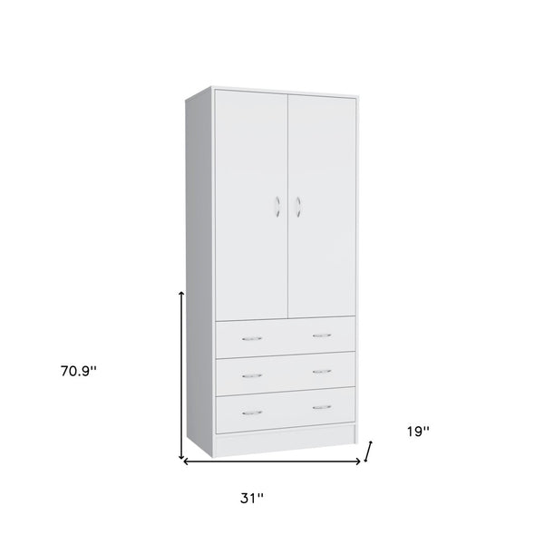Homeroots 71" White Combo Dresser With Two Doors & Three Drawers - Stylish Storage For Any Bedroom Decor  Manufactured Wood 552274