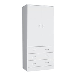 HomeRoots 71" White Two-Door Combo Dresser with Three Drawers - Stylish Storage Solution for Modern Bedrooms 552274