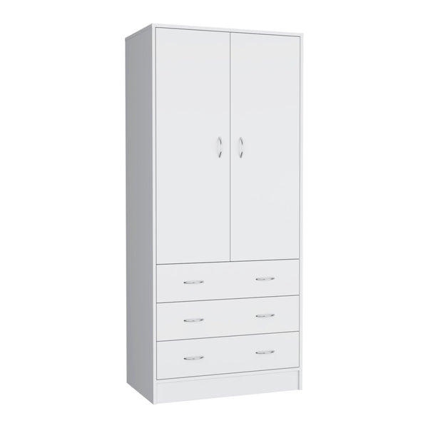 HomeRoots 71" White Two-Door Combo Dresser with Three Drawers - Stylish Storage Solution for Modern Bedrooms 552274