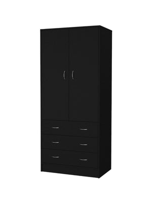 HomeRoots 71" Stylish Black Combo Dresser with Two Doors & Three Drawers for Modern Storage Solutions 552275