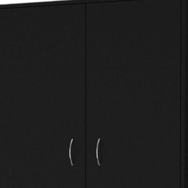 Homeroots 71" Black Two Door Combo Dresser With Three Drawers - Modern Bedroom Storage Solution, Stylish & Functional  Manufactured Wood 552275