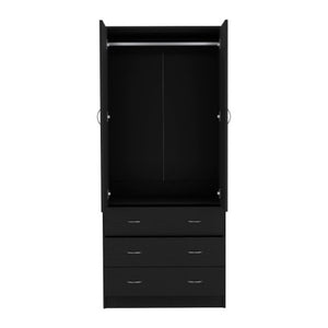 Homeroots 71" Black Two Door Combo Dresser With Three Drawers - Modern Bedroom Storage Solution, Stylish & Functional  Manufactured Wood 552275
