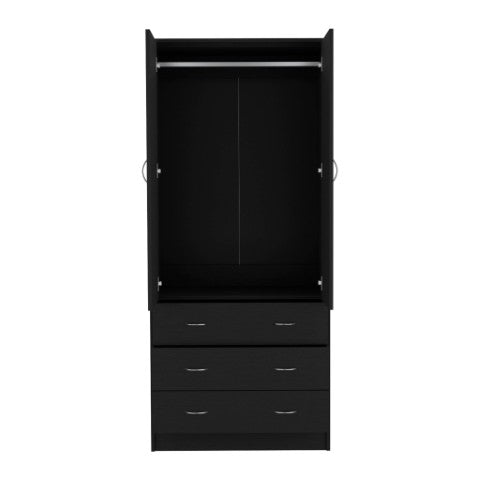 Homeroots 71" Black Two Door Combo Dresser With Three Drawers - Modern Bedroom Storage Solution, Stylish & Functional  Manufactured Wood 552275