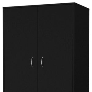 Homeroots 71" Black Two Door Combo Dresser With Three Drawers - Modern Bedroom Storage Solution, Stylish & Functional  Manufactured Wood 552275