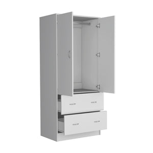 Homeroots 71" White Two Door, Two Drawer Combo Dresser - Stylish And Versatile Storage Solution For Any Bedroom  Manufactured Wood 552277