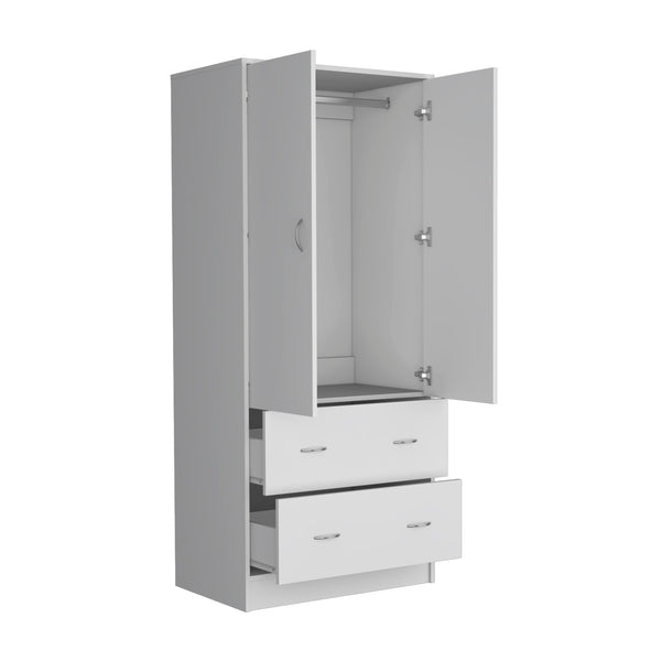 Homeroots 71" White Two Door, Two Drawer Combo Dresser - Stylish And Versatile Storage Solution For Any Bedroom  Manufactured Wood 552277