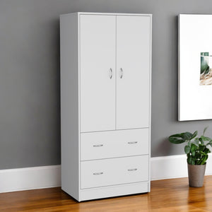 Homeroots 71" White Two Door, Two Drawer Combo Dresser - Stylish And Versatile Storage Solution For Any Bedroom  Manufactured Wood 552277